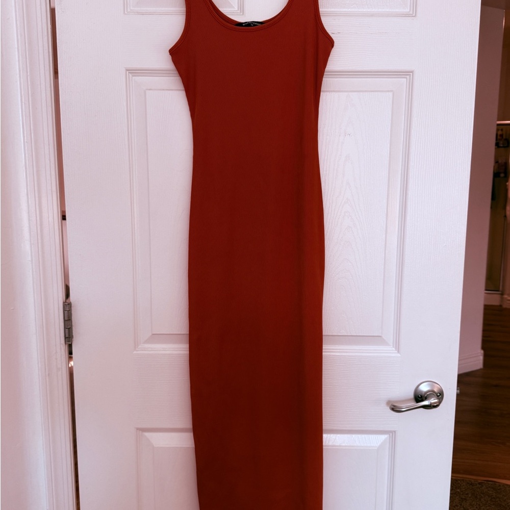 White House Black Market Sleeveless Orange Midi Dress